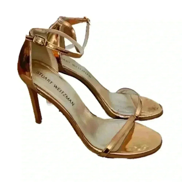 Stuart Weitzman Womens Metallic Rose Gold Famous Nudistcurve Ankle Strap Sandal8 - Picture 2 of 12